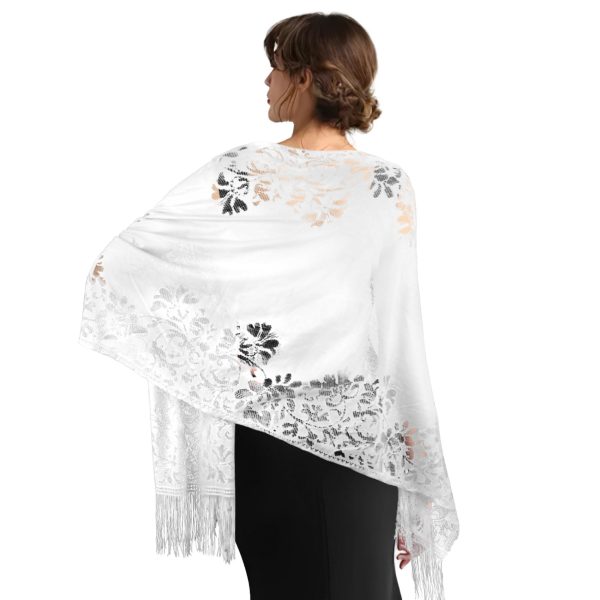 61uX7QXal7L.jpg Shawls and Wraps for Evening Dresses Scarfs for Women Pashmina 1920s Wedding Formal Lace Fringe Shawl Accessories