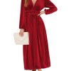 Women's Long Sleeve Velvet Dresses Fall Winter Long Dress Wedding Guest Party Maxi Dress