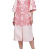 Women Casual V-Neck Mid Dress Floral Embroidery 3/4 Sleeves Spring Summer Tunic Dress Loose Zip Party Dress with Pocket