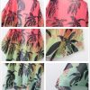 Women Floral Leaf Kimono Summer Cardigan Sheer Loose Half Sleeve Beach Shawl Chiffon Cover Up Casual Blouse Tops