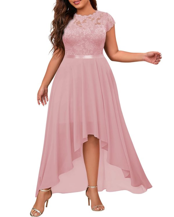 712m1qET2GL.jpg Women's Plus Size Formal Floral Retro Lace Elegant Bridesmaid Party Maxi Dress