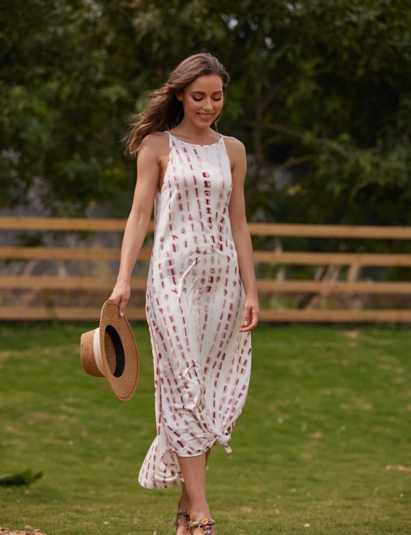 712tc-FsgUL.jpg Women's Summer Casual Sleeveless Beach Dress Long Halter Side Slit Maxi Sun Dresses