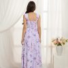 2025 Women's Summer Floral Print Flowy A Line Maxi Dresses Sleeveless Smocked Off Shoulder Dress