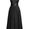 Women's Plus Size Elegant Lace Contrast Sequin V-Neck Floral Formal Evening Party Maxi Dress