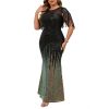 Sexy Sequin Tassel Mesh Perspective Party Cocktail Bodycon Evening Club Maxi Dress