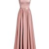 Women's Formal Sleeveless Floral Lace Bridesmaid Party Maxi Dress