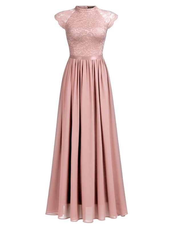 715KmMXizrL.jpg Women's Formal Sleeveless Floral Lace Bridesmaid Party Maxi Dress