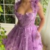 Tulle 3D Butterflies Prom Dresses for Women Spaghetti Straps Embroidered Sweetheart Formal Evening Party Gowns
