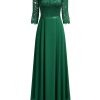 Women's Formal Floral Lace 2/3 Sleeves Long Evening Party Maxi Dress