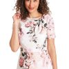Women's Boat Neck Side Tie Short Sleeve Knee Length-Cocktail Party Summer Dress with Bow Detail