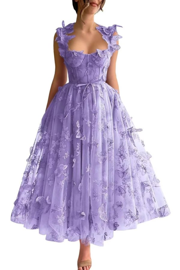 718Ak75-mL.jpg Tulle 3D Butterflies Prom Dresses for Women Spaghetti Straps Embroidered Sweetheart Formal Evening Party Gowns