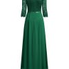 Women's Formal Floral Lace 2/3 Sleeves Long Evening Party Maxi Dress