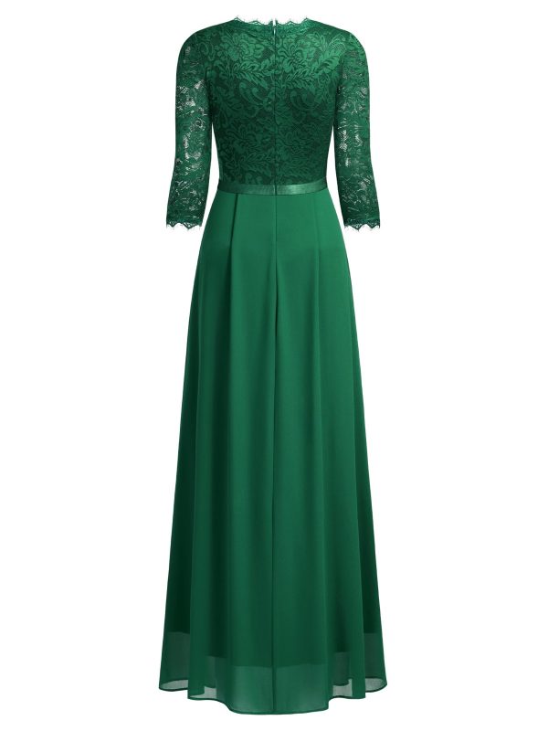 718Epp1bXpL.jpg Women's Formal Floral Lace 2/3 Sleeves Long Evening Party Maxi Dress
