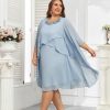 Womens Plus Size Dress with Jacket 2 Piece Wedding Guest Dresses Flowy Mother of The Bride Dress