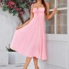 Floral Midi Corset Dress Boho Flowy Slit Lace Up Dresses for Women Going Out A Line Casual Sundress