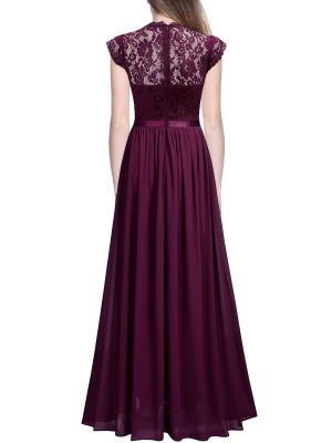 Women's Formal Floral Lace Evening Party Maxi Dress