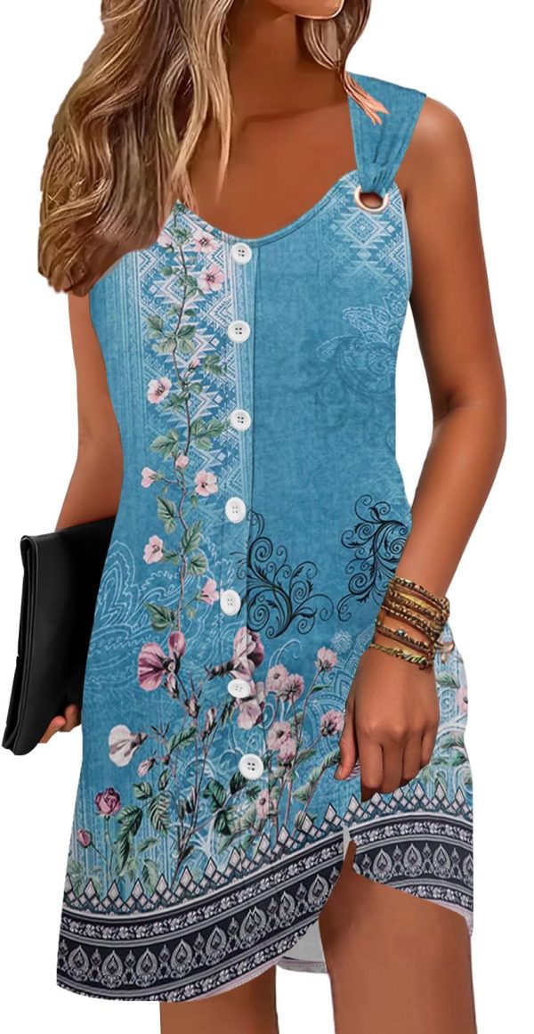Sun Dresses for Women 2025 Vacation Beach Swimsuit Coverups Sundresses Button Down Sleeveless Summer Dress