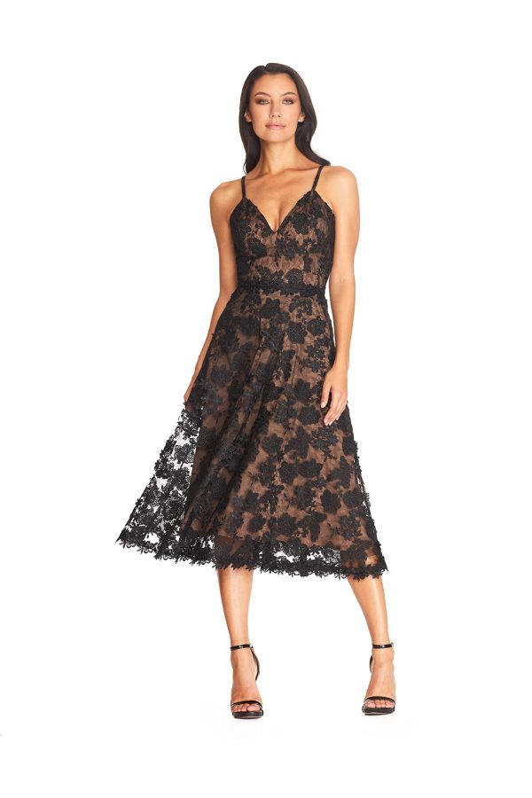 Women's Tahani Plunge Neckline Fit and Flare Midi Dress