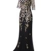 Vintage 1920s Long Wedding Prom Dresses 2/3 Sleeve Sequin Party Evening Gown
