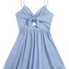 Women's Boho Floral Print Twist Front Cami A Line Mini Dress