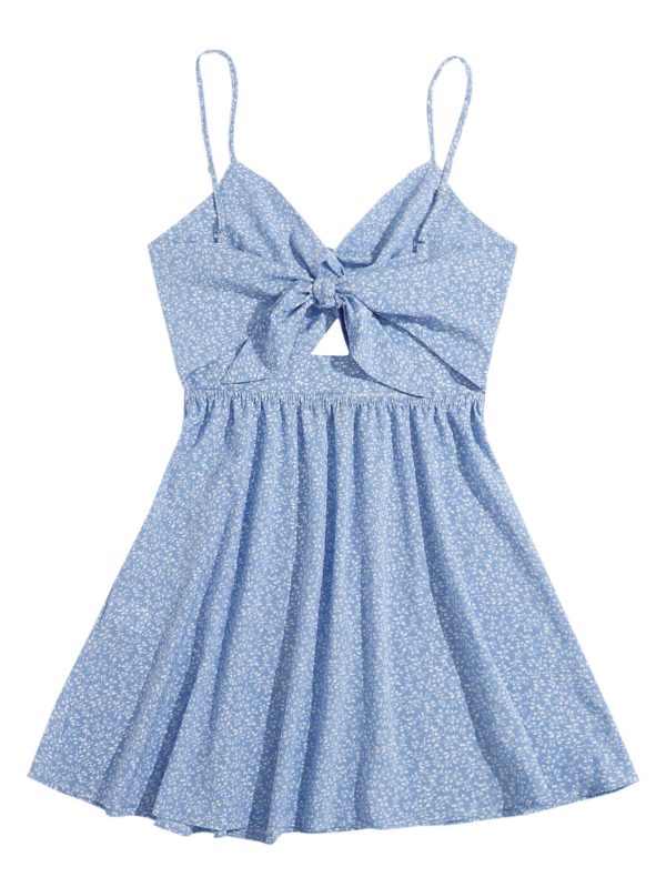 71C-WcXKXL.jpg Women's Boho Floral Print Twist Front Cami A Line Mini Dress
