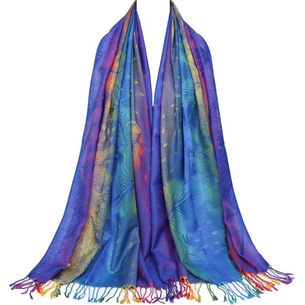 71CIKkpJW0L.jpg Colorful flowers Jacquard cotton pashmina Women Wrap Shawl tassels Scarves