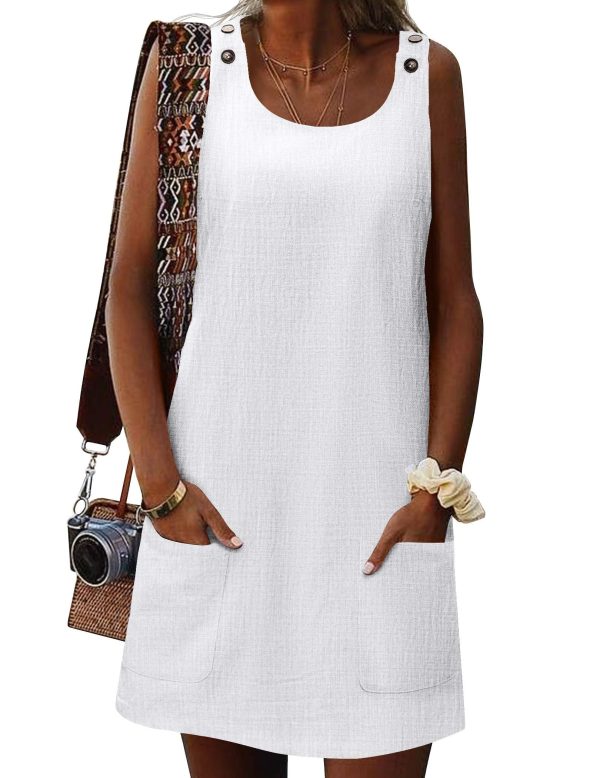 71D85syRU5L.jpg Summer Dress for Women Sleeveless Tank Dress with Pockets Casual Short A Line Dress Crewneck Sundress 2025