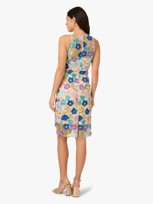 Women's Embroidered Column Midi Dress
