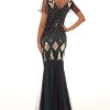 Women Evening Dress 1920s Flapper Cocktail Mermaid Plus Size Formal Gown with Long Gloves