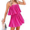 Womens 2025 Summer Romper Dress Spaghetti Strap Pleated Beach Vacation Outfit Fashion Cruise Short Jumpsuit Outfits