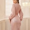 Women's Sequin Sparkly Party Dress Cocktail Bodycon Glitter Dresses Long Sleeve