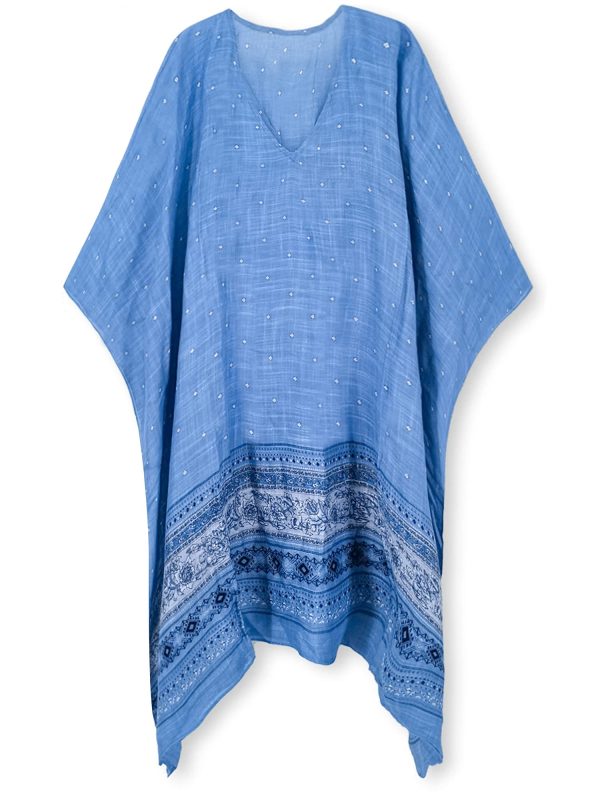 71Elv-nM89L.jpg Women's Swimsuit Cover up Beach Kaftan for Bathing Suit with Floral Pattern