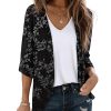 Women Lightweight Chiffon Cardigan Puff Sleeve Loose Beach Wear Cover Up Blouse Top