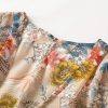 Women's Floral Print Sheer Chiffon 3/4 Bat Sleeve Casual Loose Kimono Cardigan Capes