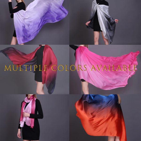 71IRgZqgoAL.jpg Long Silk Feeling Scarf,Smooth Gradient Scarf Stripe Lightweight Sun-proof Shawl Wrap Headscarf for Women Spring Summer