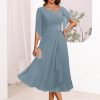 Asymmetrical Neck Mother of The Bride Dresses 2025 for Wedding Chiffon Short Flutter Sleeve Formal Evening Gown PU268