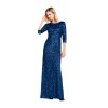 Women's 3/4 Sleeve Scoop Back Beaded Gown