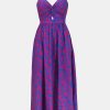 Women's Maxi Dress Floral Print Twisted V Neck Sleeveless Long Dress Summer Casual Dress