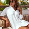 Womens Swimsuit Coverups White Chiffon Bikini Swimwear Beach Cover Up Dress Shirt