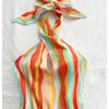 Women's Sleeveless Halter Backless Tie Back Floral Bodycon Mini Dress