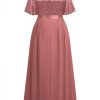 Women's Plus Size Sequin Lace Round Neck Butterfly Sleeves Formal Evening Maxi Dress