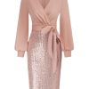 Women's Sequin Sparkly Party Dress Cocktail Bodycon Glitter Dresses Long Sleeve