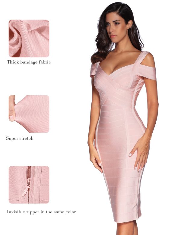 71RMHdKDdHL.jpg Cold Shoulder Bandage Bodycon Dress for Women Wedding Guest Dress Birthday Party Event Dress