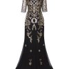 Vintage 1920s Long Wedding Prom Dresses 2/3 Sleeve Sequin Party Evening Gown