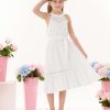 Girls Dresses Summer Spring Halter Maxi Dress Kids Ruffle Casual Flower Pleated Sun Dress Size 5-14