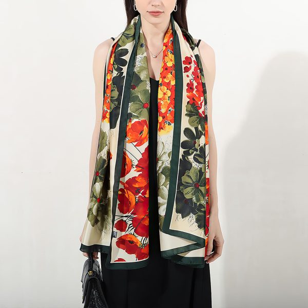 71TL4hxGLL.jpg 100% Large Silk Feeling Scarf-Women's Fashion Long Mulberry Silk Satin Neck Scarf Sunscreen Shawl Wrap Headscarf