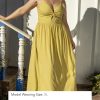 Women Casual Dress Beach Sleeveless V Neck Summer Cutout Spaghetti Straps Formal Maxi Sun Dresses