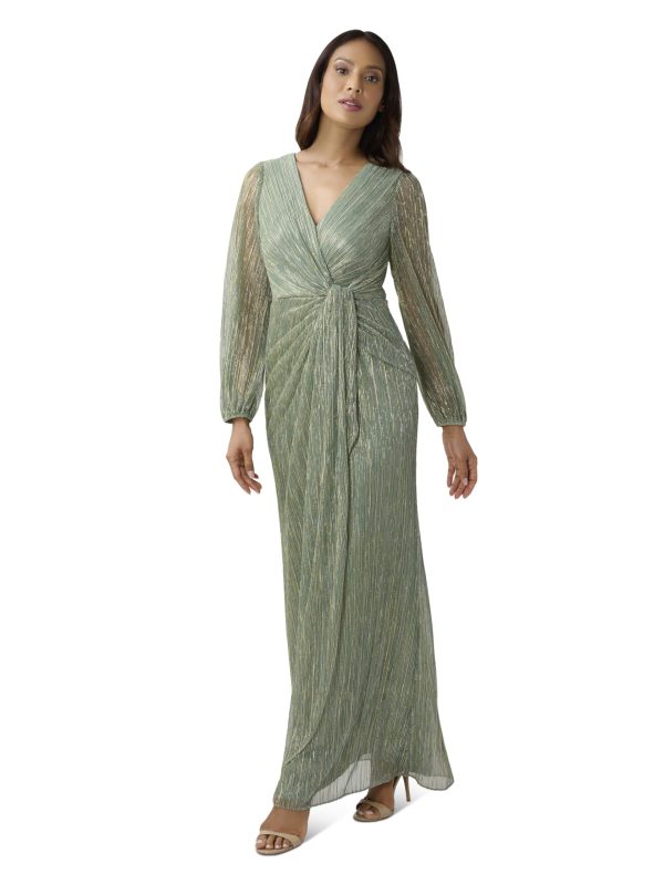 71UF7nPPAcL.jpg Women's Metallic Mesh Draped Gown