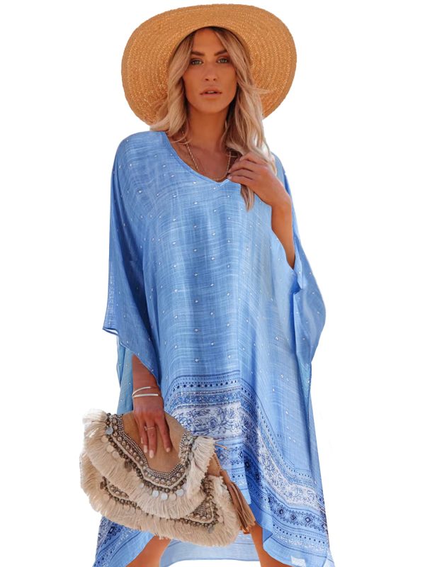 71UMDwXjr8L.jpg Women's Swimsuit Cover up Beach Kaftan for Bathing Suit with Floral Pattern