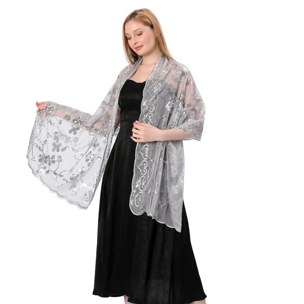 Shawls and Wraps for Evening Dresses,Women Formal 1920s Sequin Flower Sheer Shawls and Wraps for Wedding-